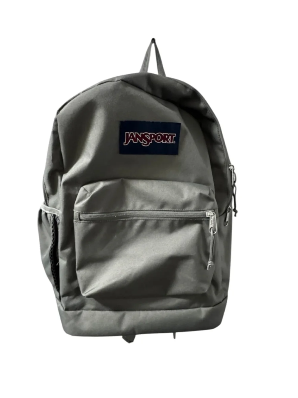 Jansport Grey Backpack with side pocket grey, top zip and front pocket. Light